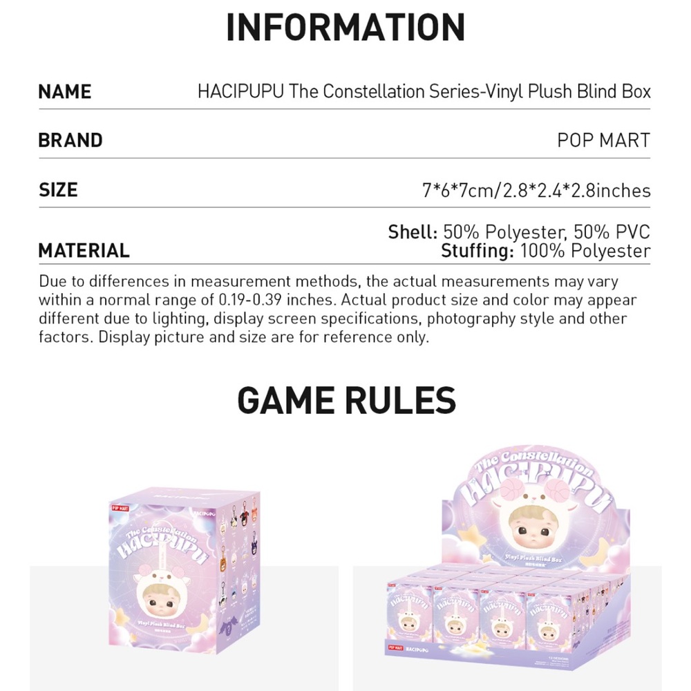 Pop Mart HACIPUPU The Constellation Series Vinyl Plush - Picture 4 of 12